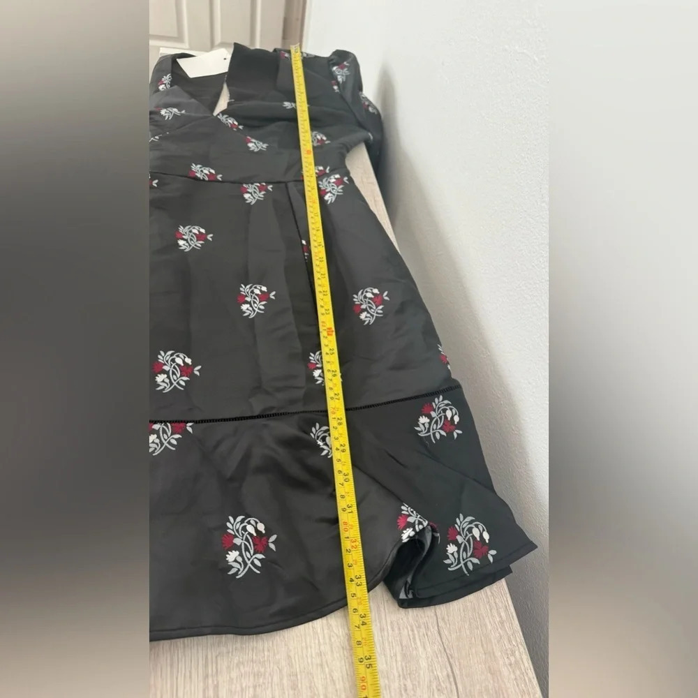 JOIE Black Minia Floral Dress Dark Romantic Flounce V Neck Party Size 6 NWT - Picture 7 of 14